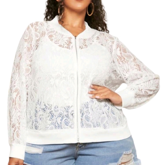 PRETTY ☆ OFF-WHITE PAISLEY LACE ☆ BOMBER JACKET ☆ NWT - Picture 6 of 10